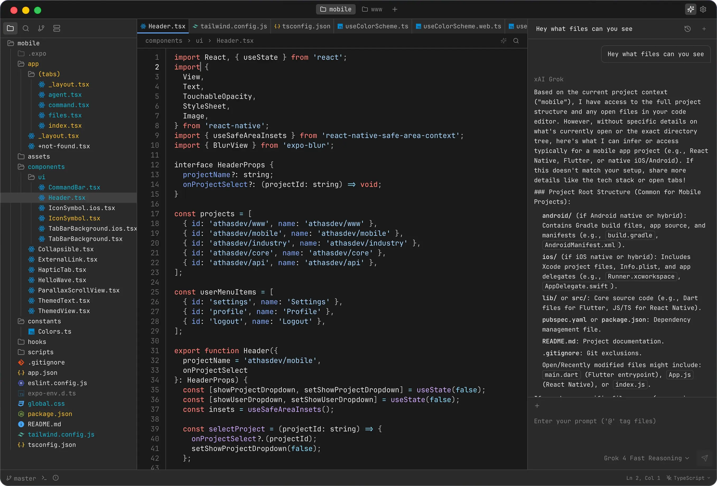 Athas Code Editor Global Search Preview